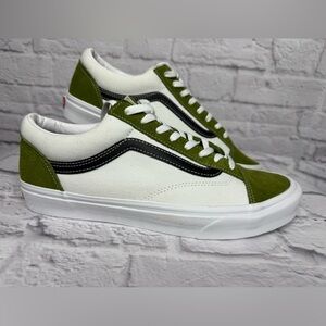 🆕 Vans Suede & Canvas Olive and White Men's Sneakers